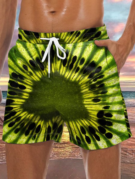 

Kiwi Drawstring Beach Shorts, Green, Men's shorts