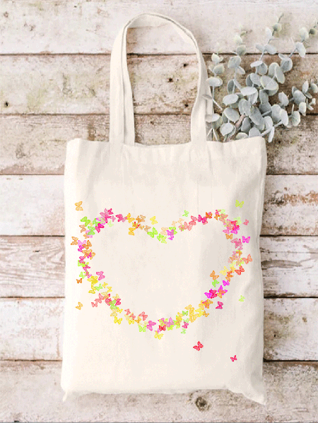 

Cordate Butterfly Shopping Tote, White, Bags