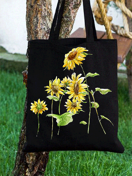 

Sunflower Shopping Tote, Black, Bags