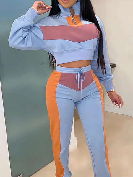 

Regular Fit Turtleneck Color Block Long sleeve Casual Sweatshirt, Blue, Hoodies and Sweatshirts