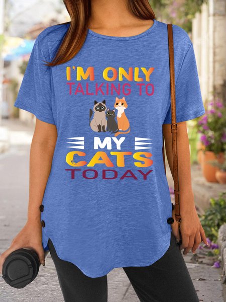 

Lilicloth X Rajib Sheikh I'm Only Talking To My Cats Today Women's T-Shirt, Blue, T-shirts