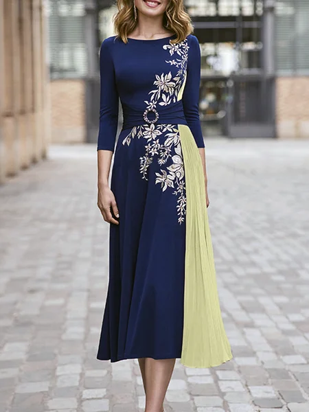 

Elegant Regular Fit Long Sleeve Dress & Party Dress, Blue, Wedding Guest Dresses