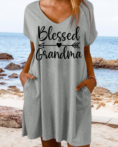 

Women's Blessed Grandma Casual Dress, Gray, Dresses