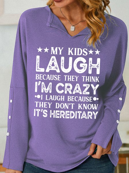 

Lilicloth X Manikvskhan My Kids Laugh Because They Think I’m Crazy Women's Shawl Collar Sweatshirt, Purple, Hoodies&Sweatshirts