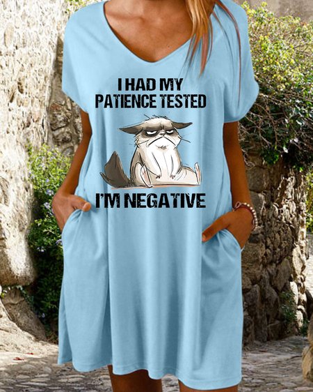 

Women's Funny I Had My Patience Test Grumpy Cat Casual Dress, Blue, Dresses