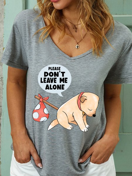 

Lilicloth X Manikvskhan Please Don’t Leave Me Alone Women's V Neck T-Shirt, Gray, T-shirts