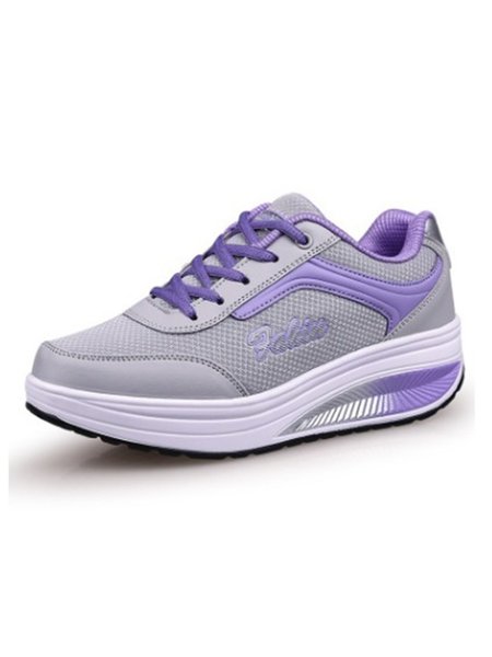 

Contrasting Lightweight Breathable Platform Sneakers, Purple, Sneakers