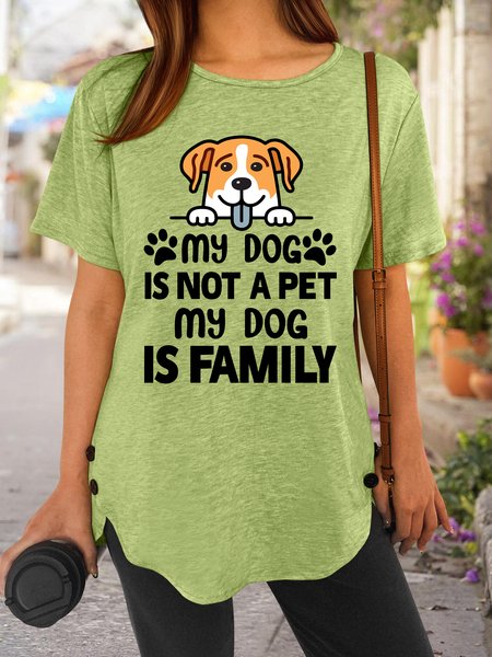 

Lilicloth X Manikvskhan My Dog Is Not A Pet My Dog Is Family Women's T-Shirt, Green, T-shirts