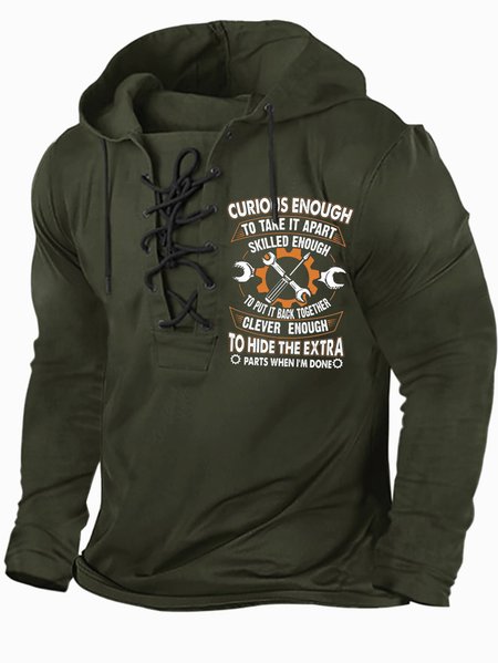 

Men's Curious Enough To Take It Apart Skilled Enough To Put It Back Together Funny Graphic Print Regular Fit Casual Hoodie Sweatshirt, Dark green, Hoodies&Sweatshirts