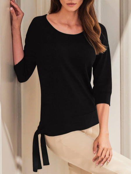 

Regular Fit Knitted Casual T-Shirt, Black, T-Shirts