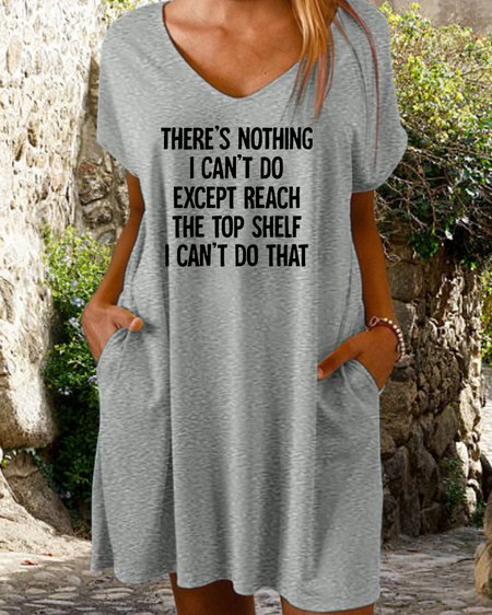

Women's There Is Nothing I Cant Do Funny Letter Casual Dress, Gray, Dresses