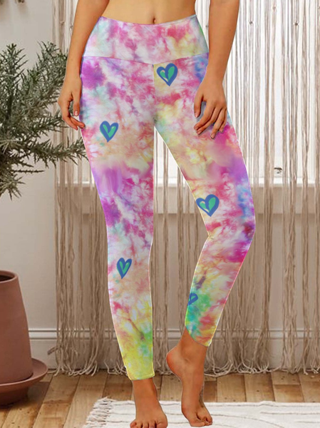 

Lilicloth x Iqs Rainbow Heart Print Women‘s Tummy Control Legging, Purple, Leggings