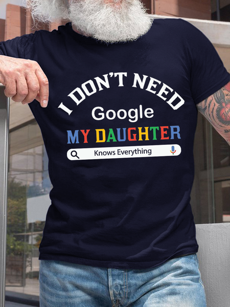 

Women's Funny Gift I Don't Need Google My Daughter Knows Everything Text Letters Casual T-Shirt, Dark blue, T-shirts