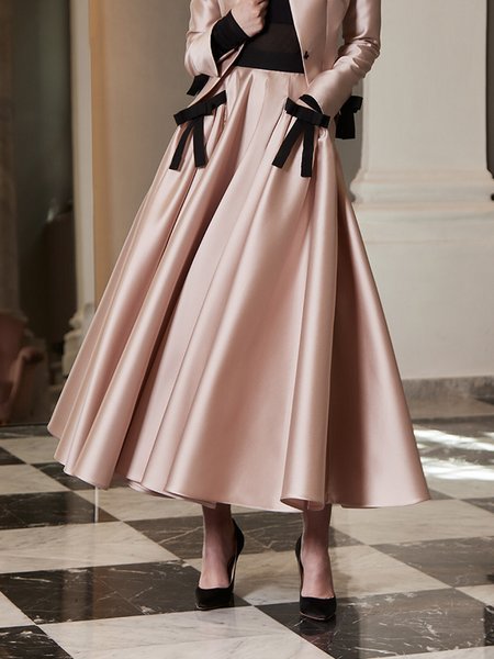 

Midi Daily Color Block Elegant Regular Fit Skirt, Pink, Skirts