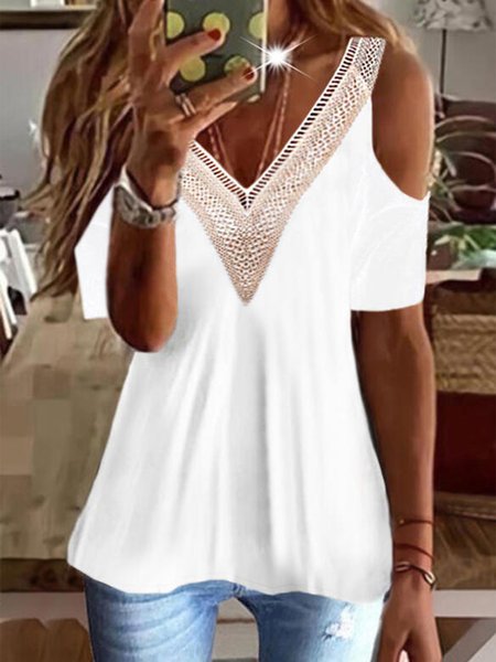 

Casual Lace Edge Top, White, Tops