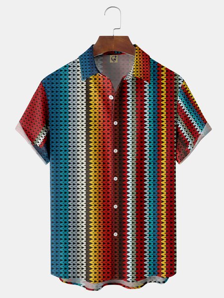 

Cinco de Mayo Stripe Chest Pocket Short Sleeve Casual Shirt, Red, Men Shirts