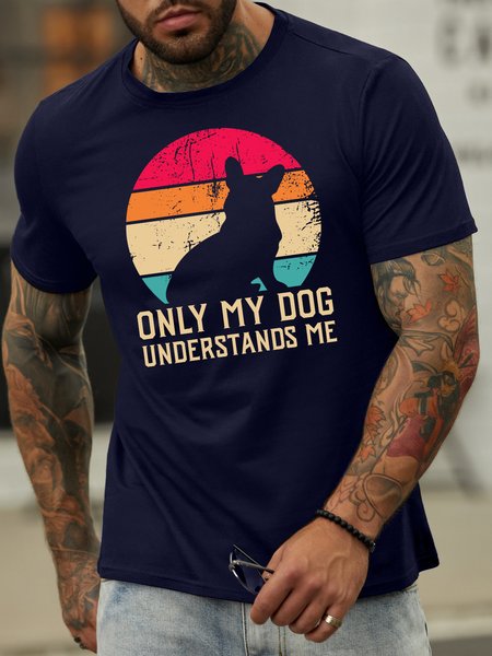 

Lilicloth X Manikvskhan Only My Dog Understands Me Men's T-Shirt, Purplish blue, T-shirts
