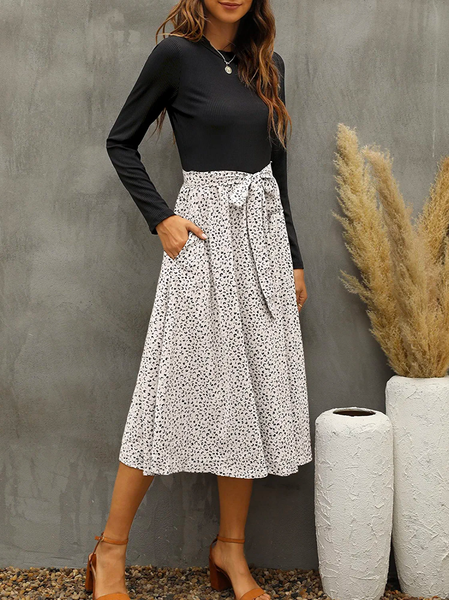 

Boho Loose Crew Neck Leopard Dress, Black, Dresses