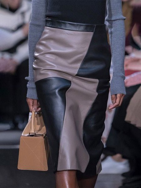 

Color Block Urban Regular Fit Skirt, As picture, Skirts