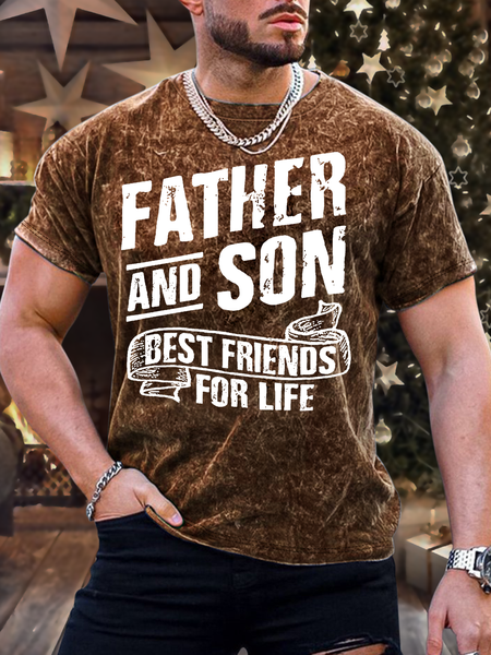 

Men’s Father And Son Best Friends For Life Casual Text Letters Regular Fit T-Shirt, Brown, T-shirts