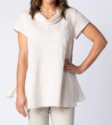 

Casual Plain Loose Cap sleeve Linen Tunic, Off white, Tunics