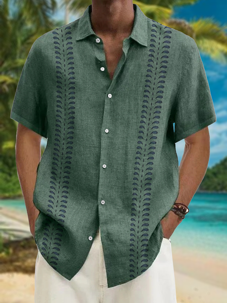 

Leaves Short Sleeve Bowling Shirt, Green, Men Shirts