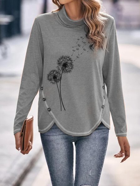

Knitted Casual Dandelion T-Shirt, Gray, T-Shirts