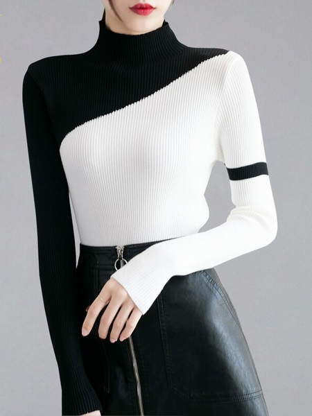 

Elegant Crew Neck T-Shirt, Black-white, Pullovers