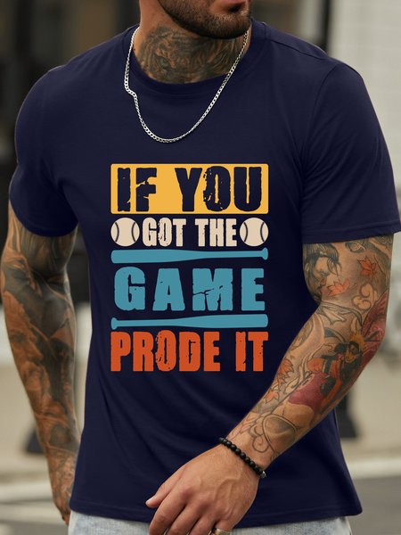 

Lilicloth X Jessanjony Baseball If You Got The Game Prove It Men's Crew Neck T-Shirt, Purplish blue, T-shirts