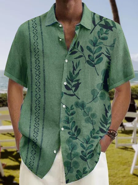 

Plants Short Sleeve Resort Shirt, Green, Men Shirts