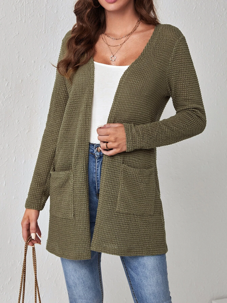 

Casual Cotton-Blend Plain Loose Other Coat, Green, Cardigans