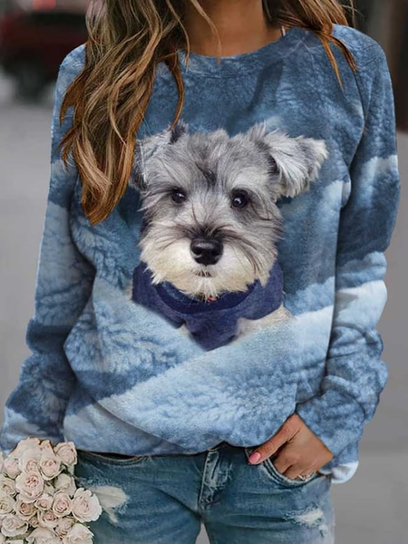 

Animal Dog Casual Cotton-Blend Crew Neck Regular Fit Top, Blue, Tops