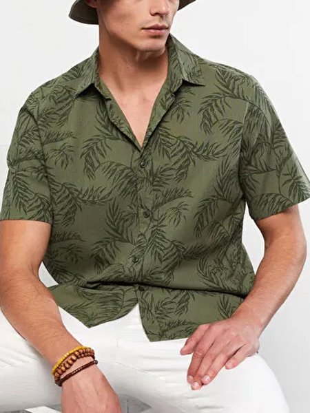 

Leaf Short Sleeve Resort Shirt, Green, Men Shirts