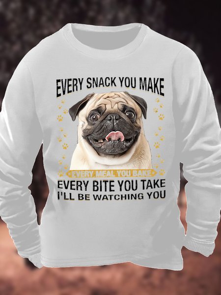 

Men's Every Snack You Make Every Meal You Bake Every Bite You Take I'll Be Watching You Funny Graphic Print Cotton-Blend Crew Neck Casual Text Letters Sweatshirt, White, Hoodies&Sweatshirts