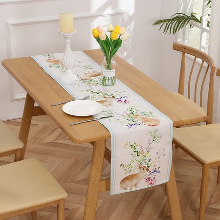 

13*72 Table Cloth Floral Rabbit Easter Table Tarps Party Decorations, Tablecloth