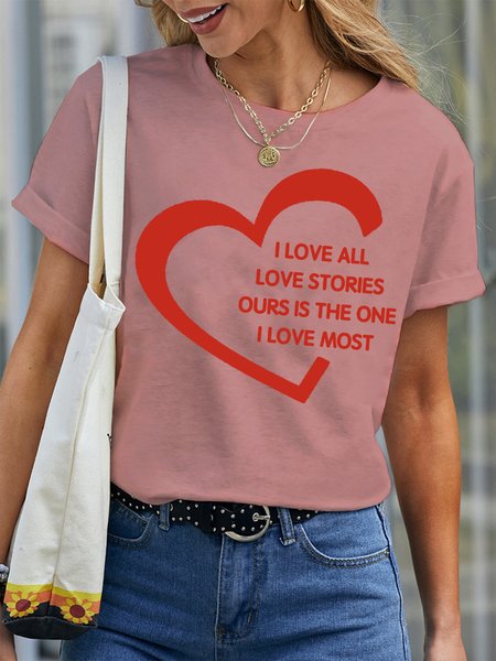 

Lilicloth X JI I Love All Love Stories Ours Is The One I Love Most Women's T-Shirt, Pink, T-Shirts