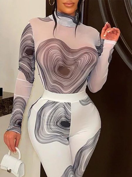 

Elegant Tight Long Sleeve Turtleneck T-Shirt, Black-white, Tees