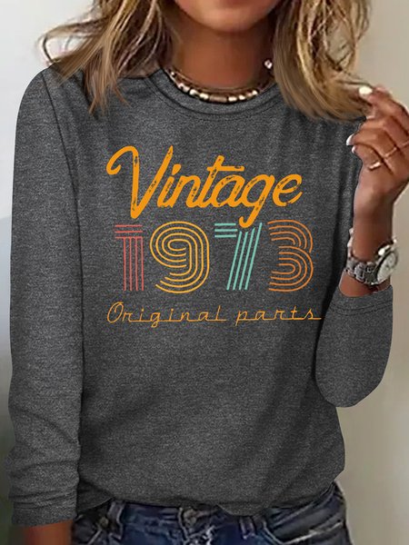 

Women's Vintage 1973 Gift Casual Top, Gray, Long sleeves