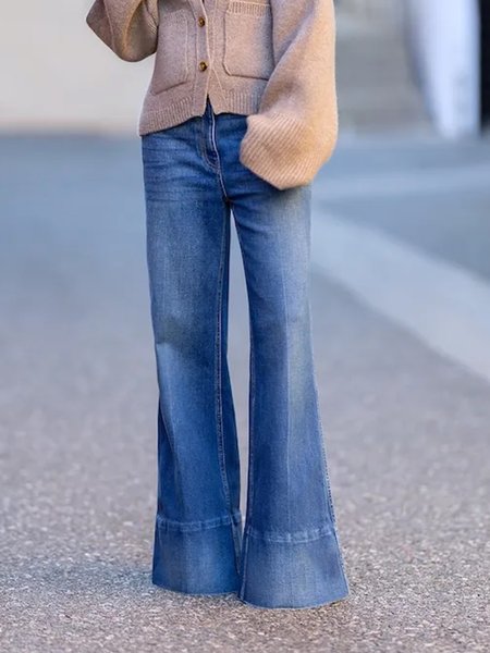 

Daily Regular Fit Denim Elegant Plain Jeans, Blue, Jeans