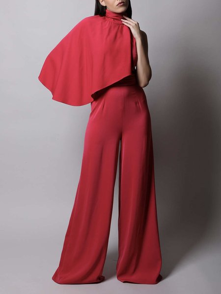 

Three Quarter Regular Fit Elegant Plain Jumpsuit & Romper, Red, Jumpsuits