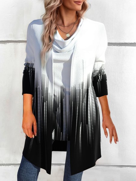 Color Block Others Casual Top, Black, Tops