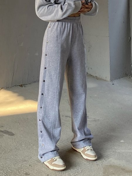

Daily Plain Regular Fit Casual Casual Pants, Gray, Pants
