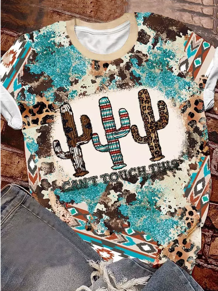 

Cotton-Blend Loose Ethnic Casual T-Shirt, Multicolor, T-Shirts