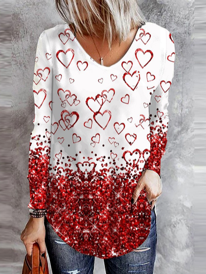 

V Neck Casual T-Shirt, Multicolor, T-shirts