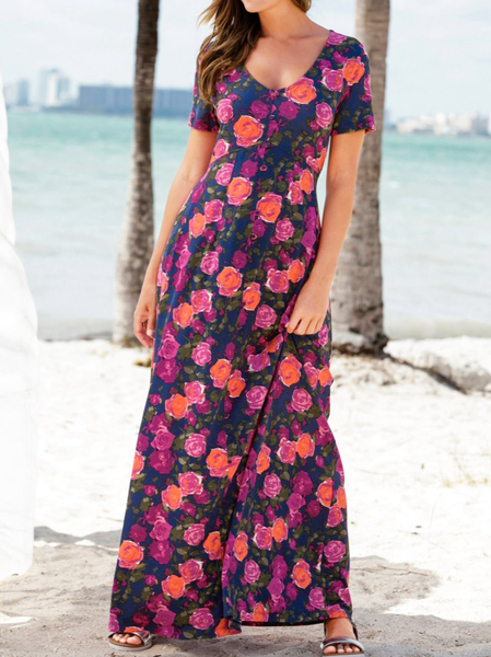 

Floral Casual Crew Neck Dress, Multicolor, Dresses