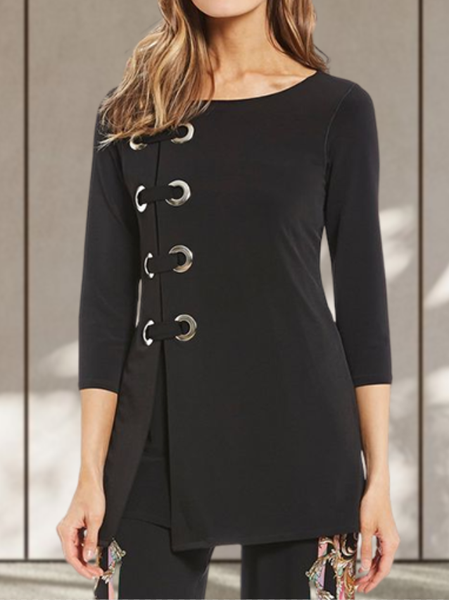

Crew Neck Casual Regular Fit Top, Black, Tops