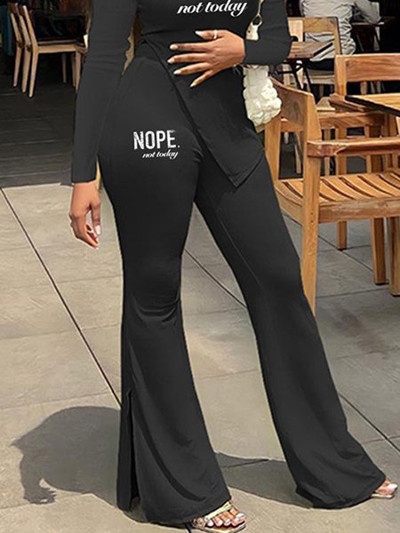 

Text Letters Casual Fashion Pants, Black, Pants