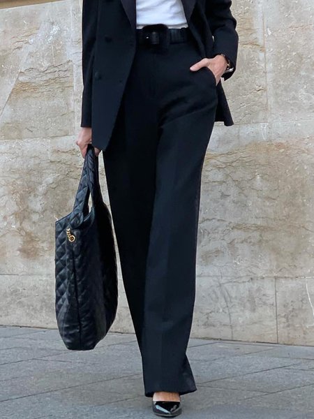 

Urban Plain Fashion Straight Pants, Black, Pants