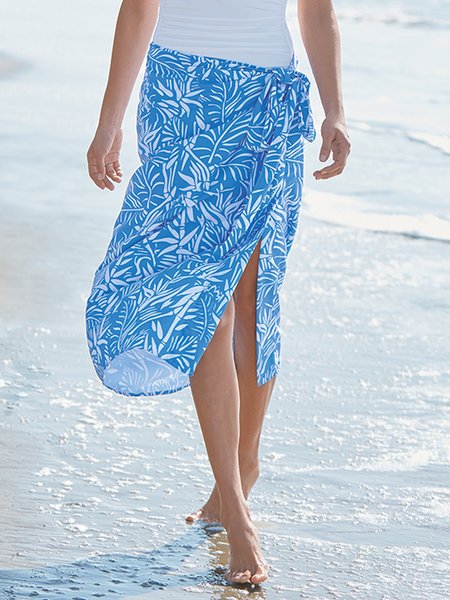 

Vacation Loose Floral Skirt, Blue, Skirts