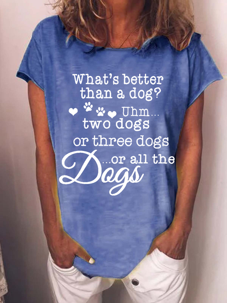 

Women's Funny Word Dog Lover Casual T-Shirt, Blue, T-shirts